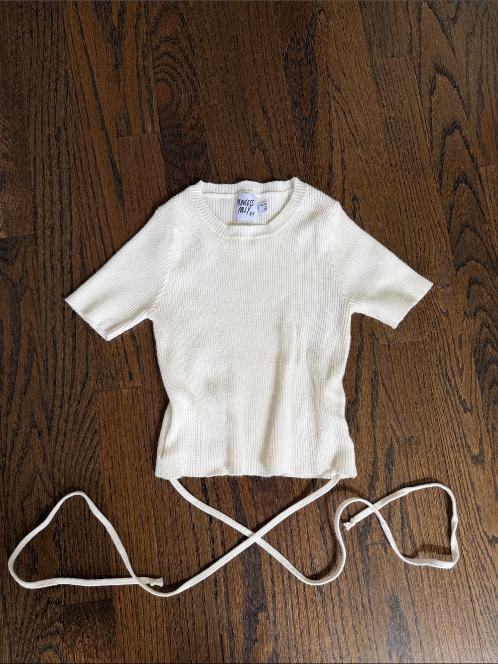Princess Polly Women’s Cream Knit Tie-Waist Kids Top
